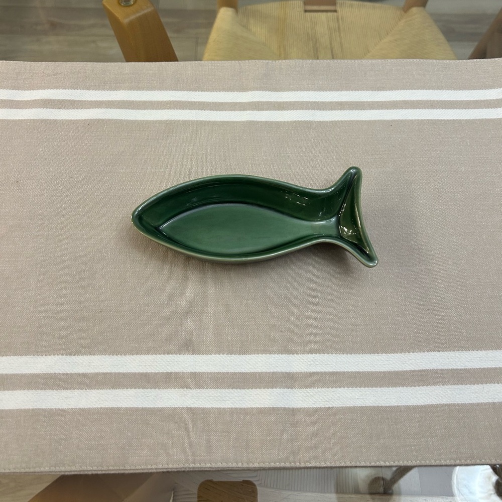 Green Fish-Shaped Ceramic Dish